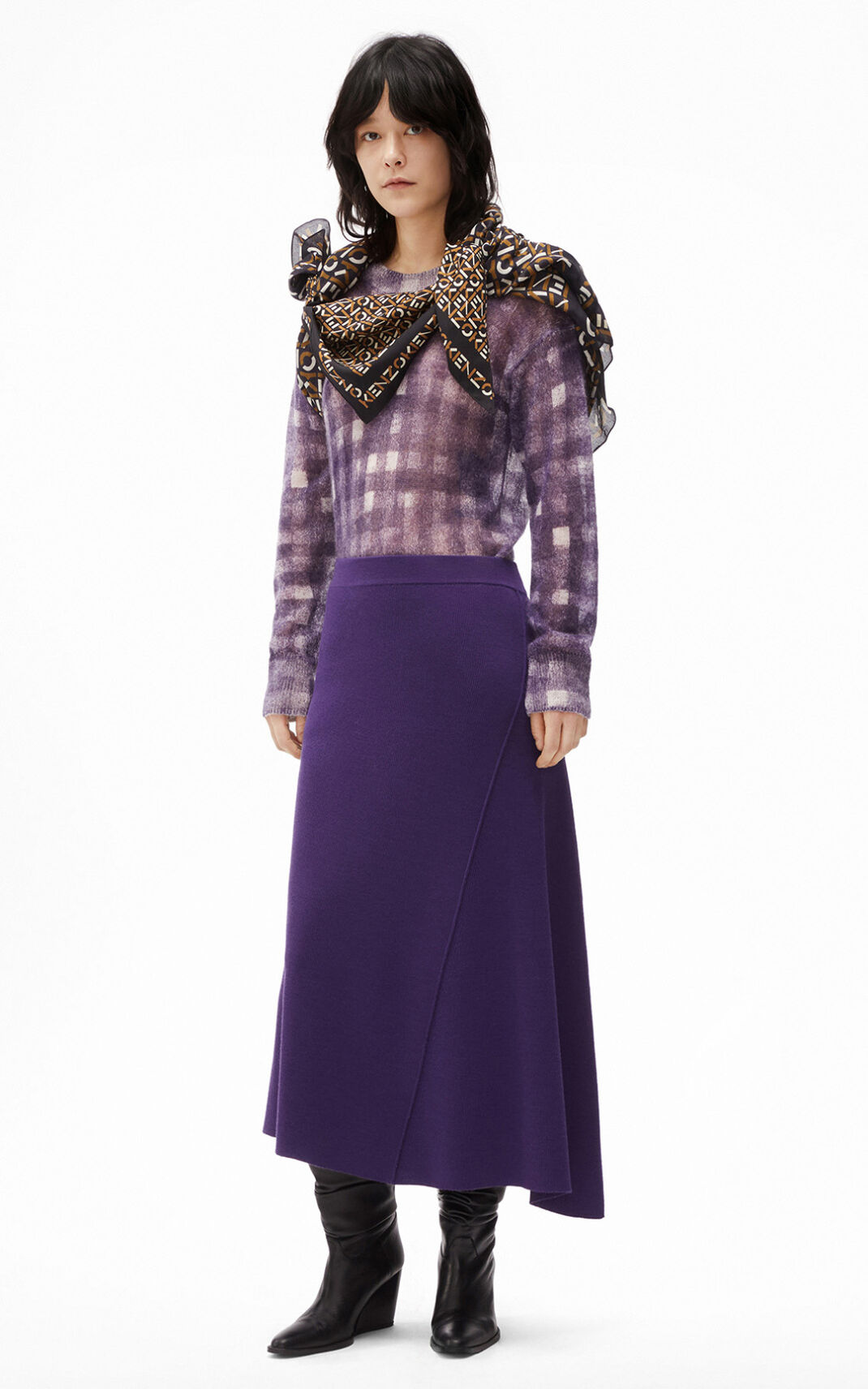 Kenzo Asymmetrical Midi Skirt Purple For Womens 5367MPRXT